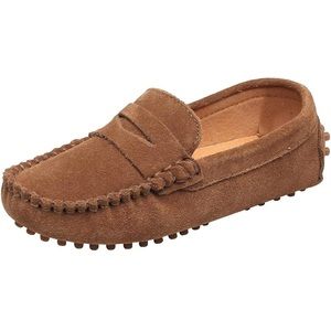 Boys Tan Suede Loafers Boat Shoes Dress Shoes Size 12.5